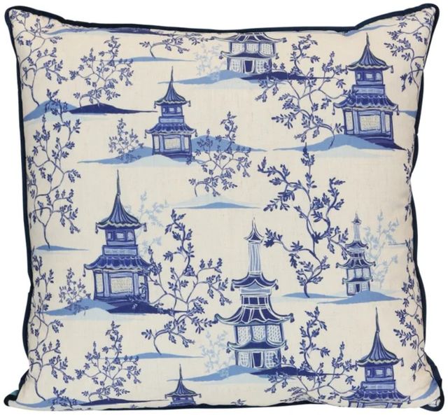 Stylecraft Beige/Blue Square Designer Pillow-0