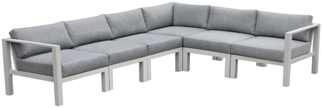 Intercon Nash 6-Piece Buff Aluminum/Fabric Outdoor Sectional Set-0