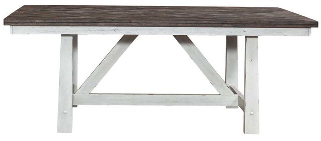 Liberty Furniture Farmhouse Brown Trestle Dining Table with White Base-2