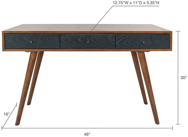 Olliix by Madison Park Pecan/Blue Rigby Writing Desk-3