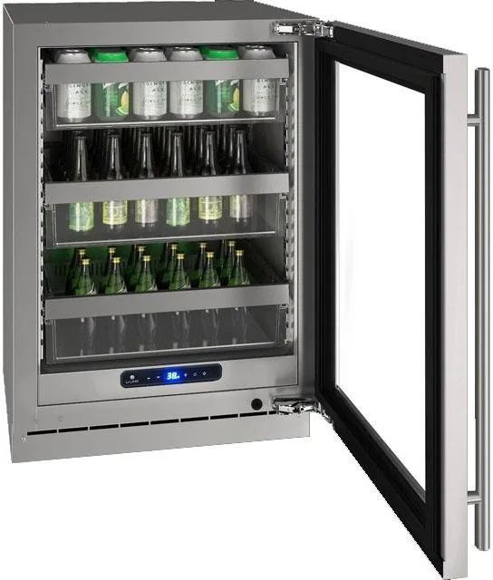 U-Line® 5 Class 24" Stainless Steel Reversible Hinge Undercounter Refrigerator-2