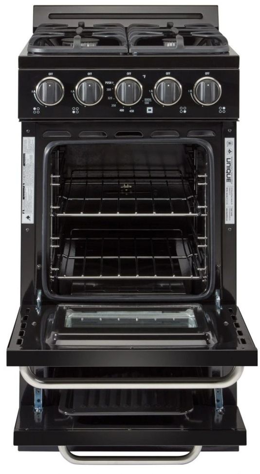 Unique® Appliances Classic 20" Black Freestanding Liquid Propane Gas Range-1