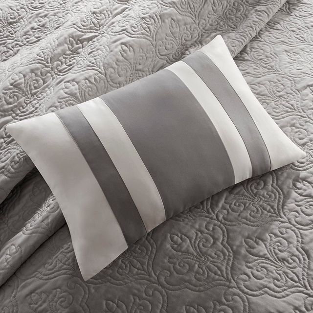 Olliix by Madison Park 7 Piece Black Full/Queen Attingham Reversible Coverlet Set-4