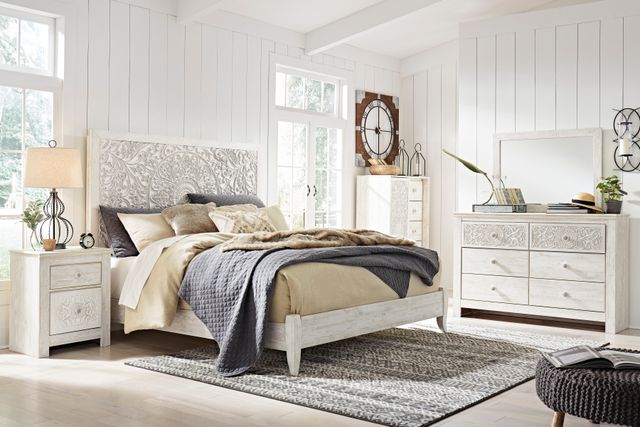 Signature Design by Ashley® Paxberry 2-Piece Whitewash Queen Panel Bed Set-3