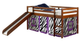 Donco Kids Light Espresso Twin Loft Bed With Purple Zebra Tent Kit-0