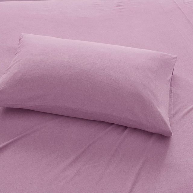 Olliix by Urban Habitat Purple Twin XL Heathered Cotton Jersey Knit Sheet Set-2