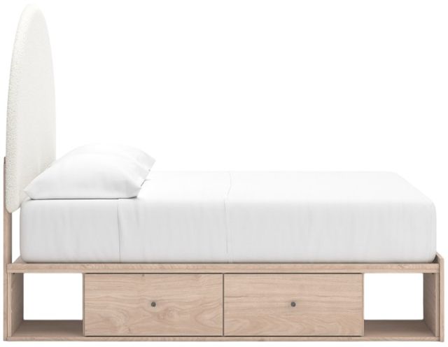 Signature Design by Ashley® Shapella Tan/White Youth Full 2-Drawer Upholstered Storage Panel Bed-3