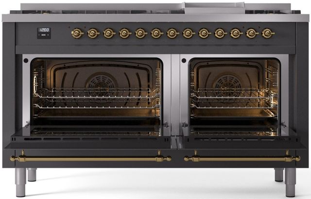 Ilve® Nostalgie II Series 60" Graphite Matte Pro Style Dual Fuel Range-1
