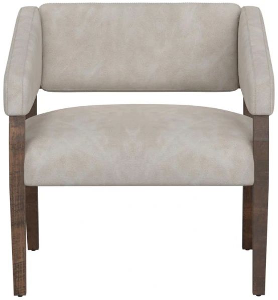 International Furniture Direct Murcia Ivory/Lacquer Brown Upholstered Accent Chair-1
