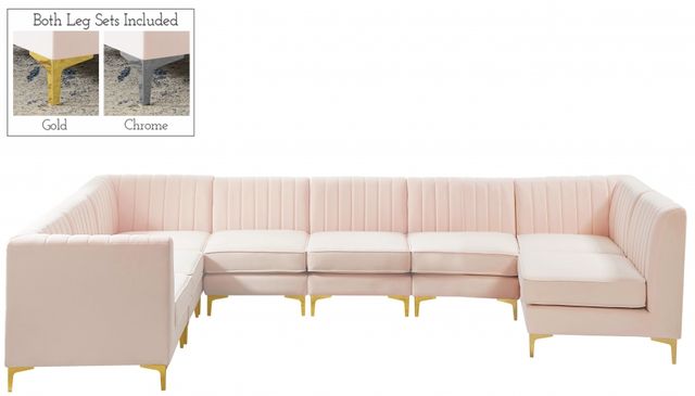 Meridian Furniture Alina Pink Velvet Modular Sectional-0