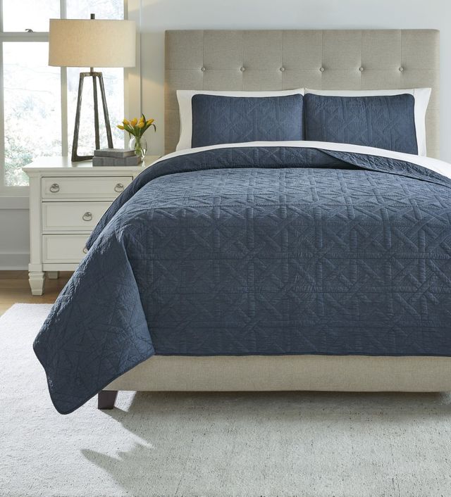 Signature Design by Ashley® Guslea Rainstorm Blue Queen Coverlet Set-3