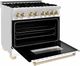 ZLINE Autograph Edition 36" Stainless Steel Pro Style Dual Fuel Range with White Matte Door and Polished Gold Accents-4