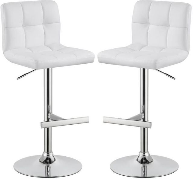 Coaster® Lenny 2-Piece Chrome/White Adjustable Stools