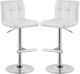Coaster® Lenny 2-Piece Chrome/White Adjustable Stools-0