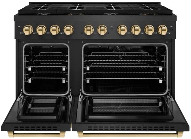 ZLINE Autograph Edition Paramount 48" 6.7 cu. ft. Black Satin Stainless Steel Dual Fuel Range with Polished Gold Accents-1
