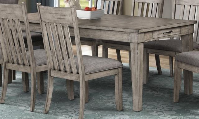 Bernards Hartford Weathered Gray Leg Dining Table With Drawers-0