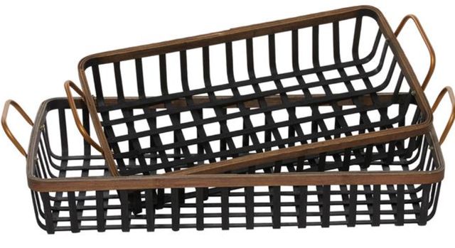 Deco Marche 2-Piece Black Grid Tray Set-1
