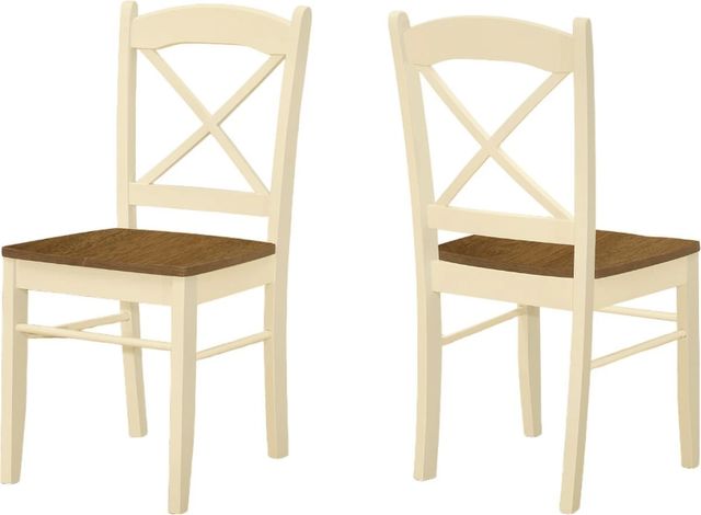 Monarch Specialties Inc. 2-Piece Cream Cross-Back Side Chair Set-1