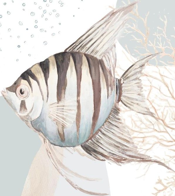 Classy Art Ocean Oasis Bubbles Striped Fish by Patricia Pinto Wall Art-1