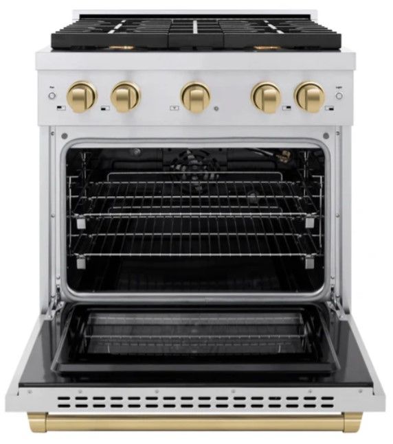 ZLINE Autograph Edition 30" Stainless Steel Pro Style Gas Range with 4 Burner Cooktop-1