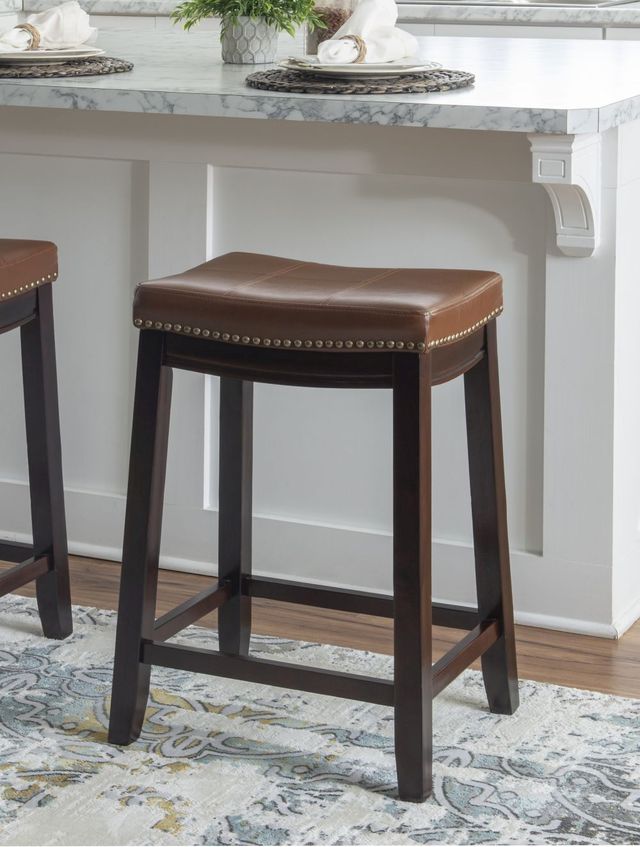 Linon Claridge Brown/Cognac Counter Stool-1