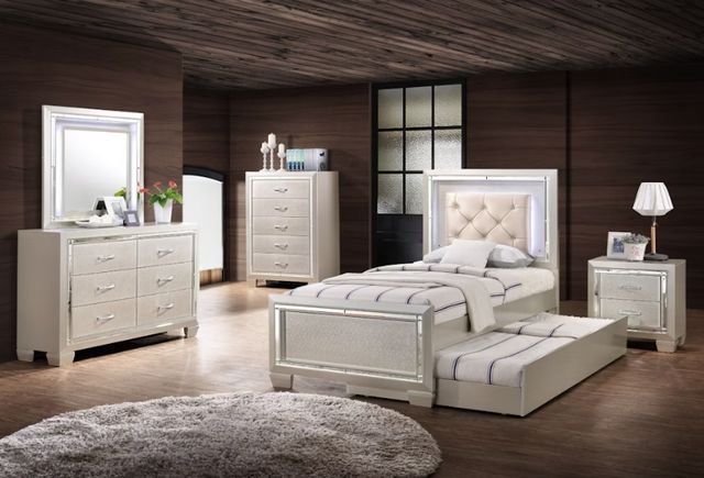 Elements International Platinum 3-Piece Champagne Full Youth Bedroom Set with Trundle-4