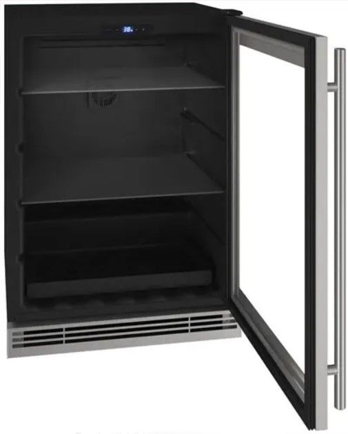 U-Line® 24" 5.7 Cubic Feet Black/Panel Ready Beverage Center-1