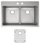 Elkay Crosstown® Polished Satin 2-Hole Equal Double Bowl Dual Mount Sink Kit-1