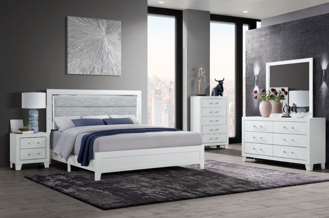 Global Furniture USA Luccia White Full Panel Bed-2