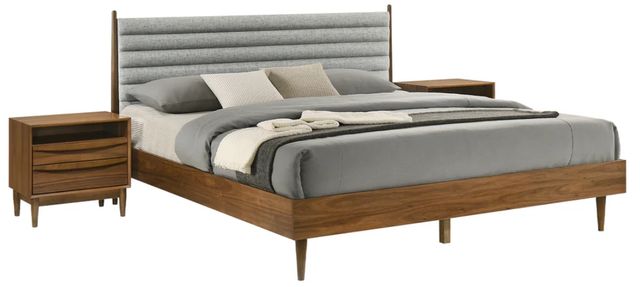 Armen Living Artemio 3-Piece Gray/Walnut King Bedroom Set-0