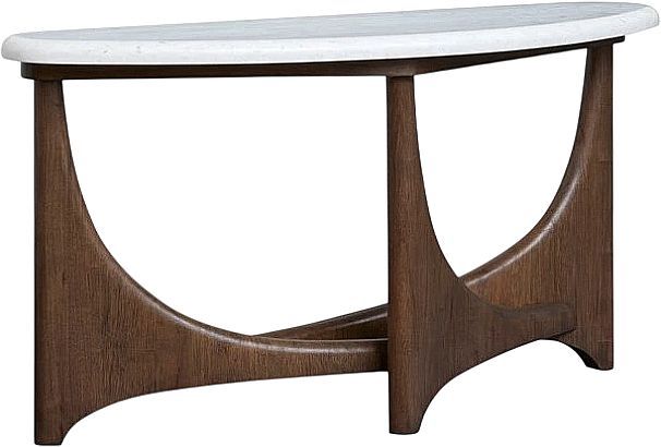 Magnussen Home® Arwen White Demilune Sofa Table with Brown Base-0