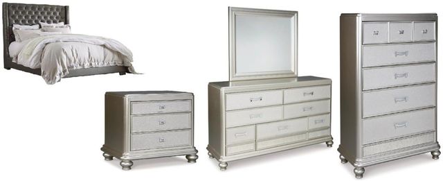 Signature Design by Ashley® Coralayne 5-Piece Gray Queen Upholstered Bed Set-0