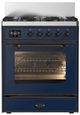Ilve® Majestic III 30" Midnight Blue Pro Style Dual Fuel Liquid Propane Range with 5 Black Brass Burners and Burnished Trim-0