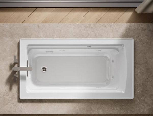 KOHLER® Archer® White 60" x 32" Drop-In Whirlpool Bath with Heater-2