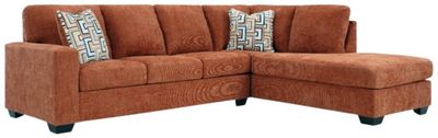 front view of the Signature Design by Ashley® Aviemore 2-Piece Spice Right Arm Facing Sectional and Chaise