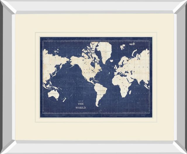 Classy Art Blueprint World Map v2 By Sue Schlabach Mirror Framed Wall Art-1