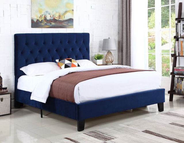 Emerald Home Amelia Navy King Upholstered Panel Bed-1