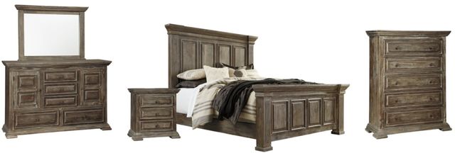 Signature Design by Ashley® Wyndahl 5-Piece Rustic Brown California King Panel Bed Set-0