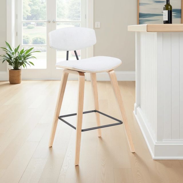 Armen Living Fox 4-Piece Oak/White Barstool Set-1