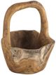 A & B Home Brown Teak Round Bowl with Handle-0