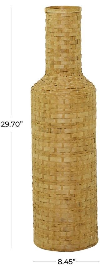 Deco Marche Brown Woven Bamboo 30'' Tall Floor Vase-2