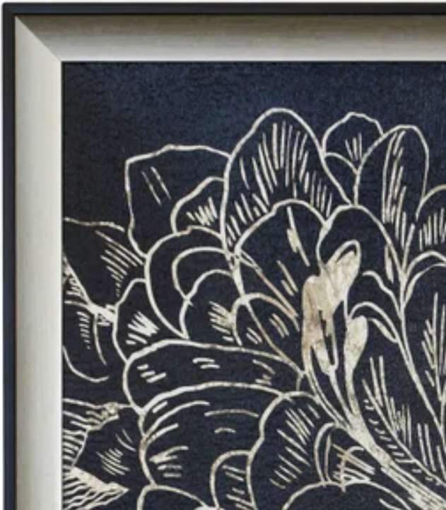 Stylecraft Golden Flower Folklore II Black/Silver Wall Art -2
