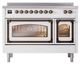 Ilve® Nostalgie II Noblesse 48'' White Pro Style Induction Range with Burnished Trim-1