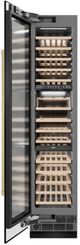 ZLINE Autograph Edition 18" 9.0 Cu. Ft. Triple Zone 68 Bottle Left Hinge Column Wine Cooler in Black Stainless Steel with Champagne Bronze Accents-4