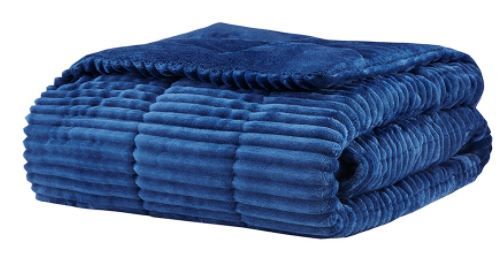 Olliix by Premier Comfort Parker 60" x 70" Navy Corduroy Plush Down Alternative Throw-0