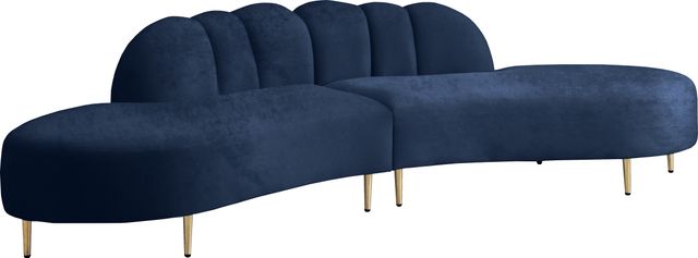Meridian Furniture Divine 2-Piece Navy Velvet Sectional-1