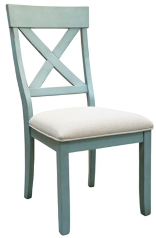 American Wholesale Furniture Kelsey Creek 5-Piece Washed Teal/White Dining Set-3
