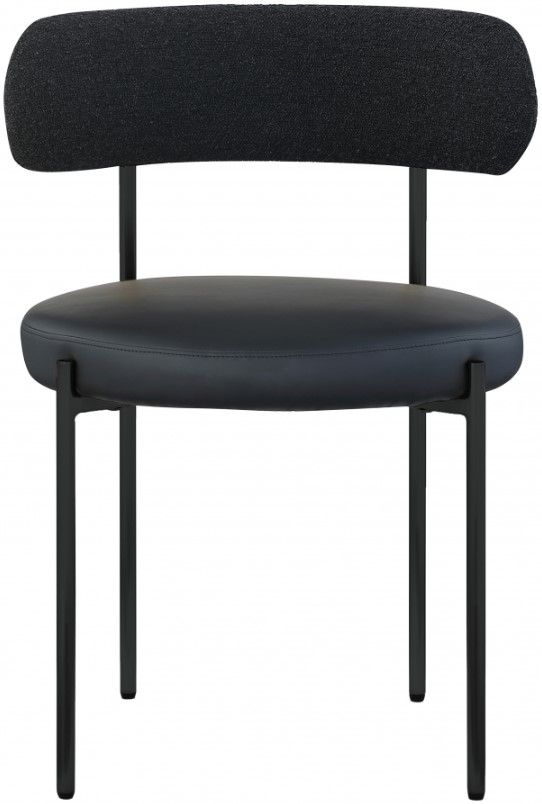 Meridian Furniture Beacon Black Vegan Leather And Boucle Fabric Upholstered Dining Chair-1