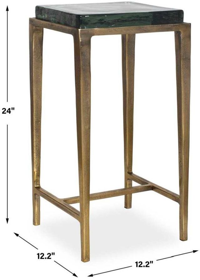 Uttermost® Preston Square Glass Top Accent Table with Antique Brass Base-2