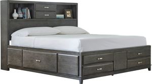 Signature Design by Ashley® Caitbrook Gray Queen Bookcase Bed with 8-Drawer Storage